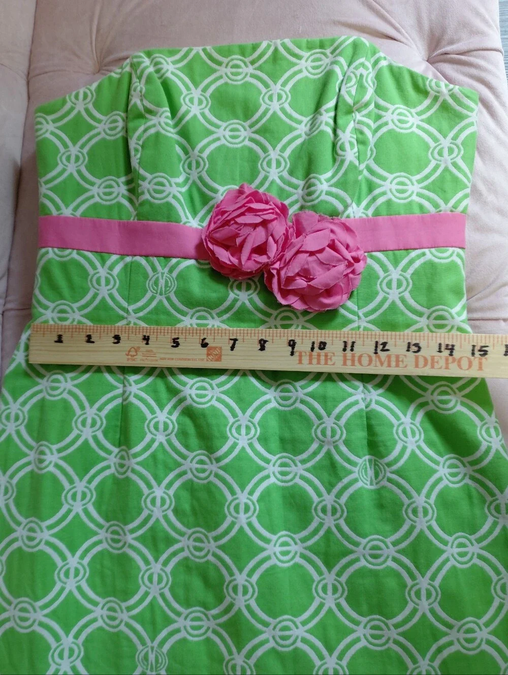 Lilly Pulitzer Green and Pink Strapless Dress - Picture 5 of 8